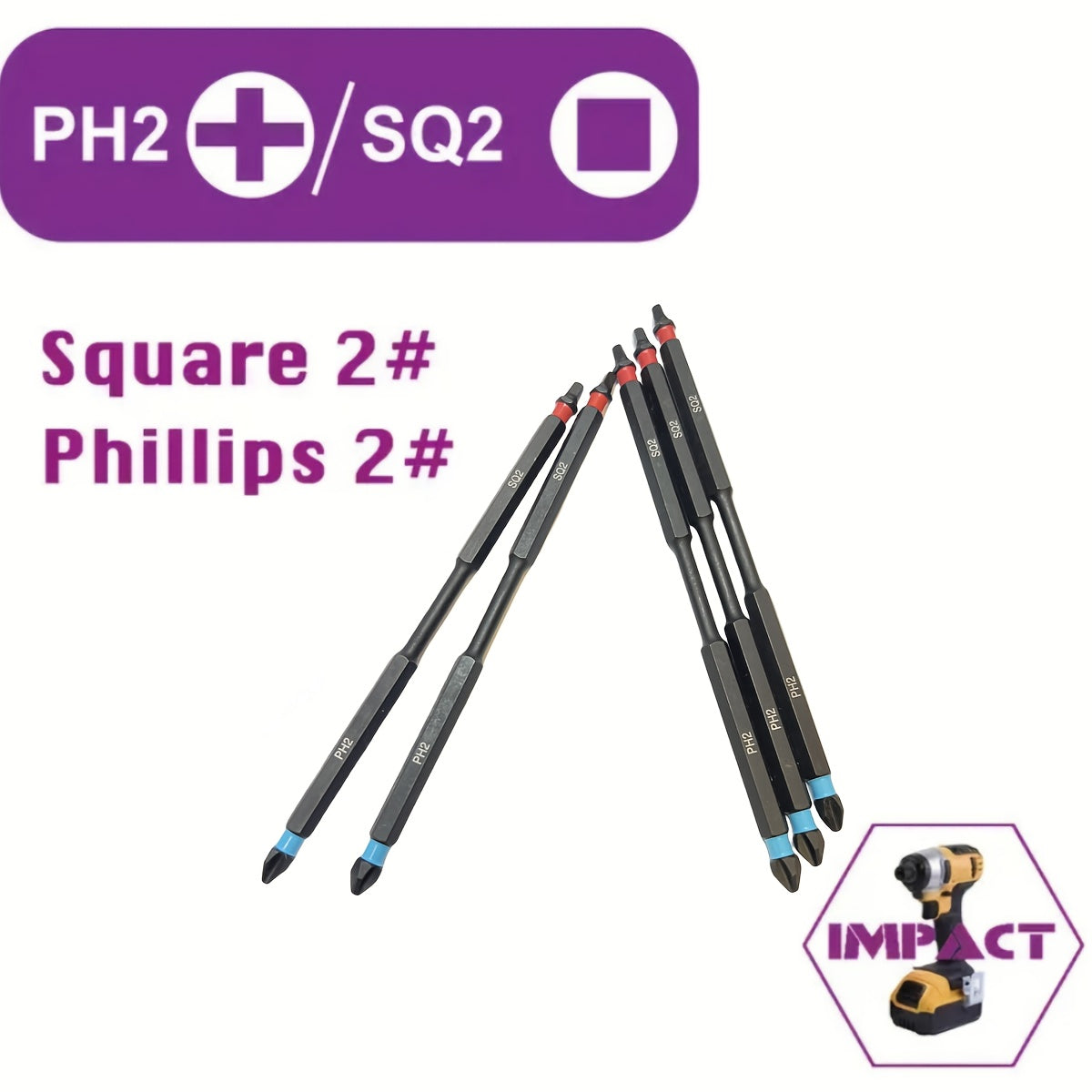 [5pcs Magnetic Screwdriver] 5pcs 6-inch High Torque Magnetic Screwdriver Set, S2 Alloy Steel, Double Head Design, PH2 and SQ2, Industrial Grade, No Battery Required