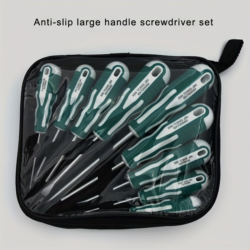 Home Tool Screwdriver Set with Cross and Flathead Screwdrivers, Household Repair Tool Kit, Metal and Plastic Material, Flat Head Style, No Battery Required, Home Repair Tool Kit|Compact Toolset|Durable Screwdriver
