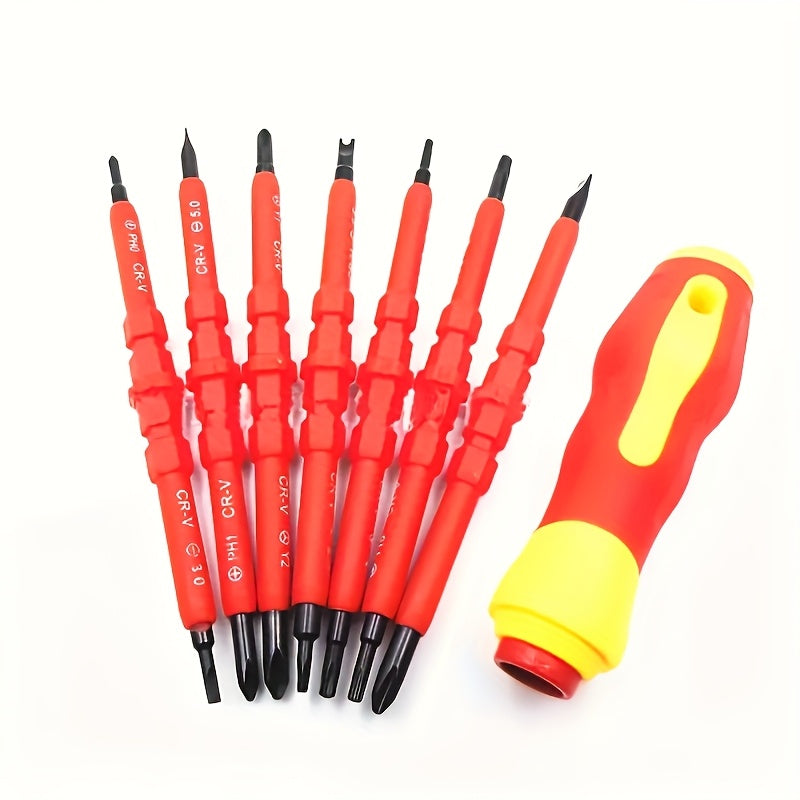[8-in-1 magnetic screwdriver set] Double headed multi size manual tool set, 8pcs set of professional maintenance tools, anti slip handle+portable box, suitable for repairing tables, chairs, and various furniture