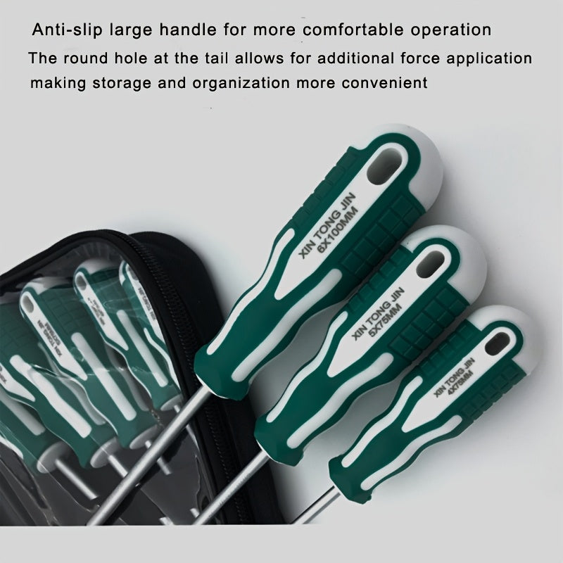 Home Tool Screwdriver Set with Cross and Flathead Screwdrivers, Household Repair Tool Kit, Metal and Plastic Material, Flat Head Style, No Battery Required, Home Repair Tool Kit|Compact Toolset|Durable Screwdriver