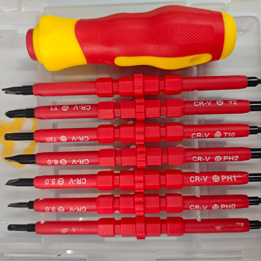 [8-in-1 magnetic screwdriver set] Double headed multi size manual tool set, 8pcs set of professional maintenance tools, anti slip handle+portable box, suitable for repairing tables, chairs, and various furniture
