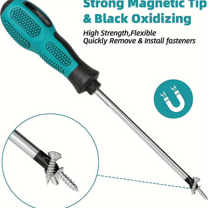 Professional Magnetic Screwdriver Set with 5 Flat Head and 4 Phillips Tips - Non-Slip Chrome Vanadium Steel, Ideal for Repair and Craft Projects, Includes Durable Storage Case, Craft Tool Kit|Sleek Tool Design|Magnetic Tip Holder, Screwdriver Set