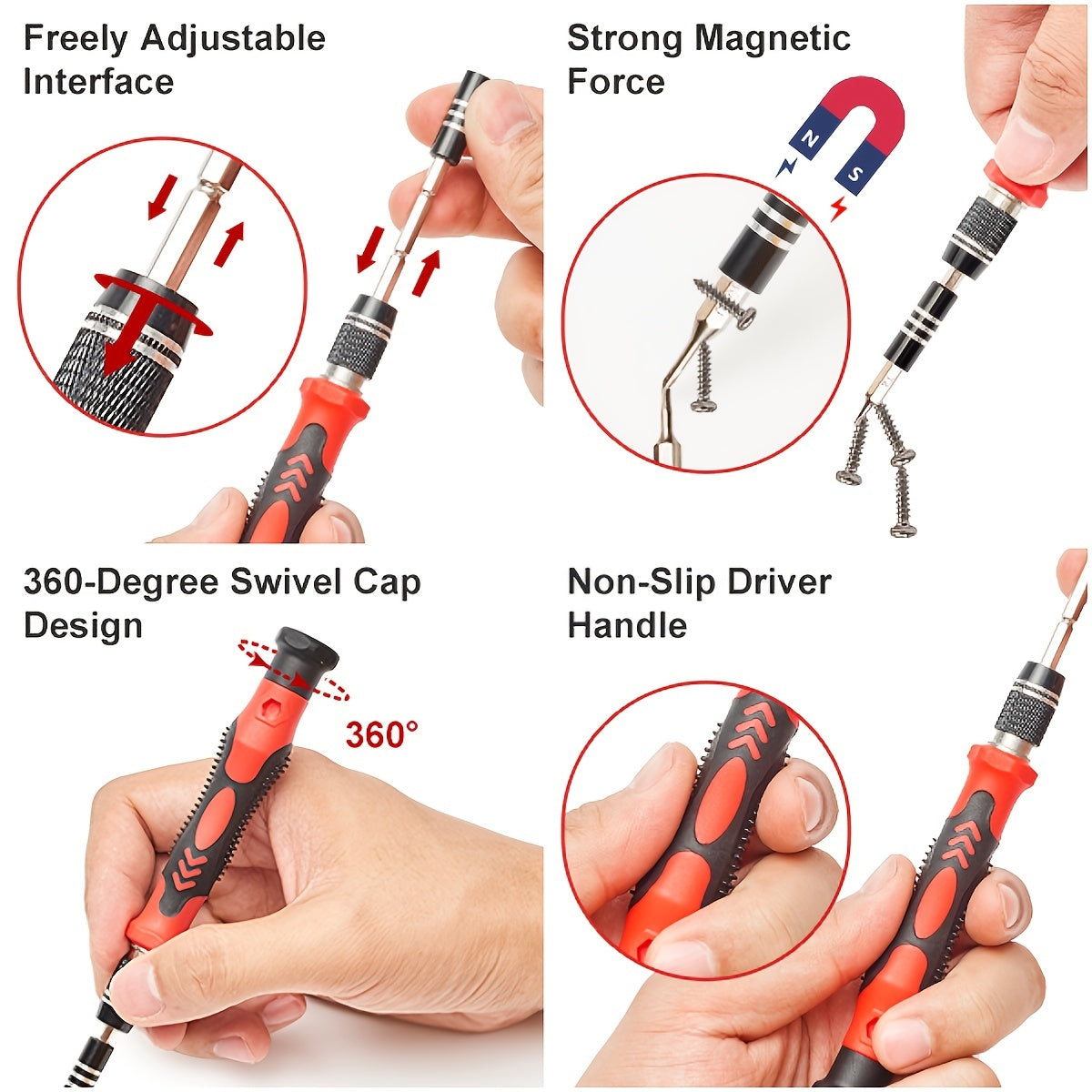 [122in1 VMAN Repair Kit] 122in 1 VMAN Electronics Repair Tool Kit, Precision Screwdriver Set | Carbon Steel, Non-Slip Handle, Flat/Phillips/Torx Heads, Polished Finish, Red & Blue, Professional Repair Equipment | Organized Tool Case, Durable Tool Set for
