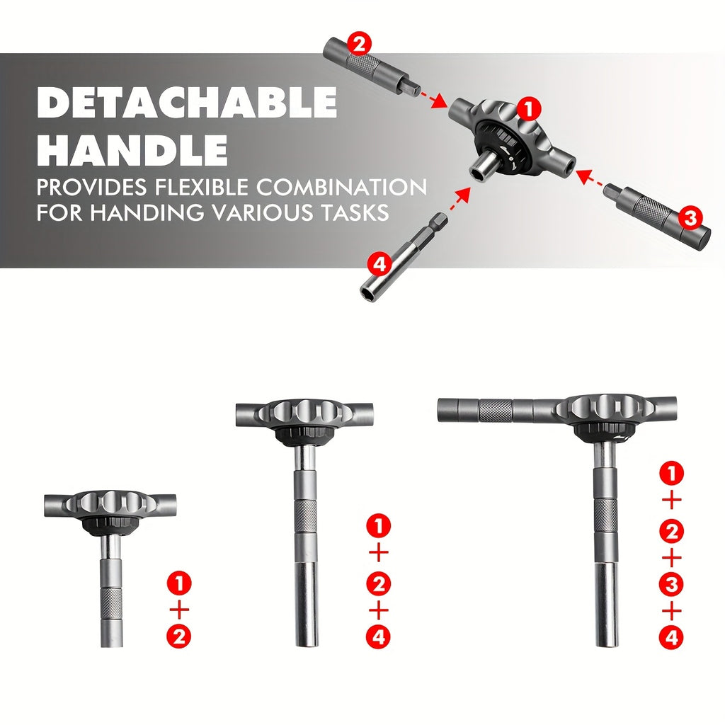 64in 1 Magnetic Gearless Ratchet Screwdriver Bit Set - Flat Handle for Narrow Space, 1/4 Inch Bit Set*27, Crv Nut Drivers*16, 4mm Bit Set*8 - Suitable for Repairing Mobile Phones, Computers, Cameras, Home Appliances, Furniture, Bicycles, Etc