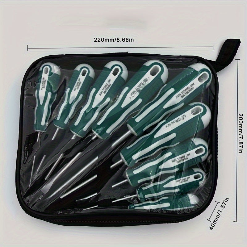 Home Tool Screwdriver Set with Cross and Flathead Screwdrivers, Household Repair Tool Kit, Metal and Plastic Material, Flat Head Style, No Battery Required, Home Repair Tool Kit|Compact Toolset|Durable Screwdriver