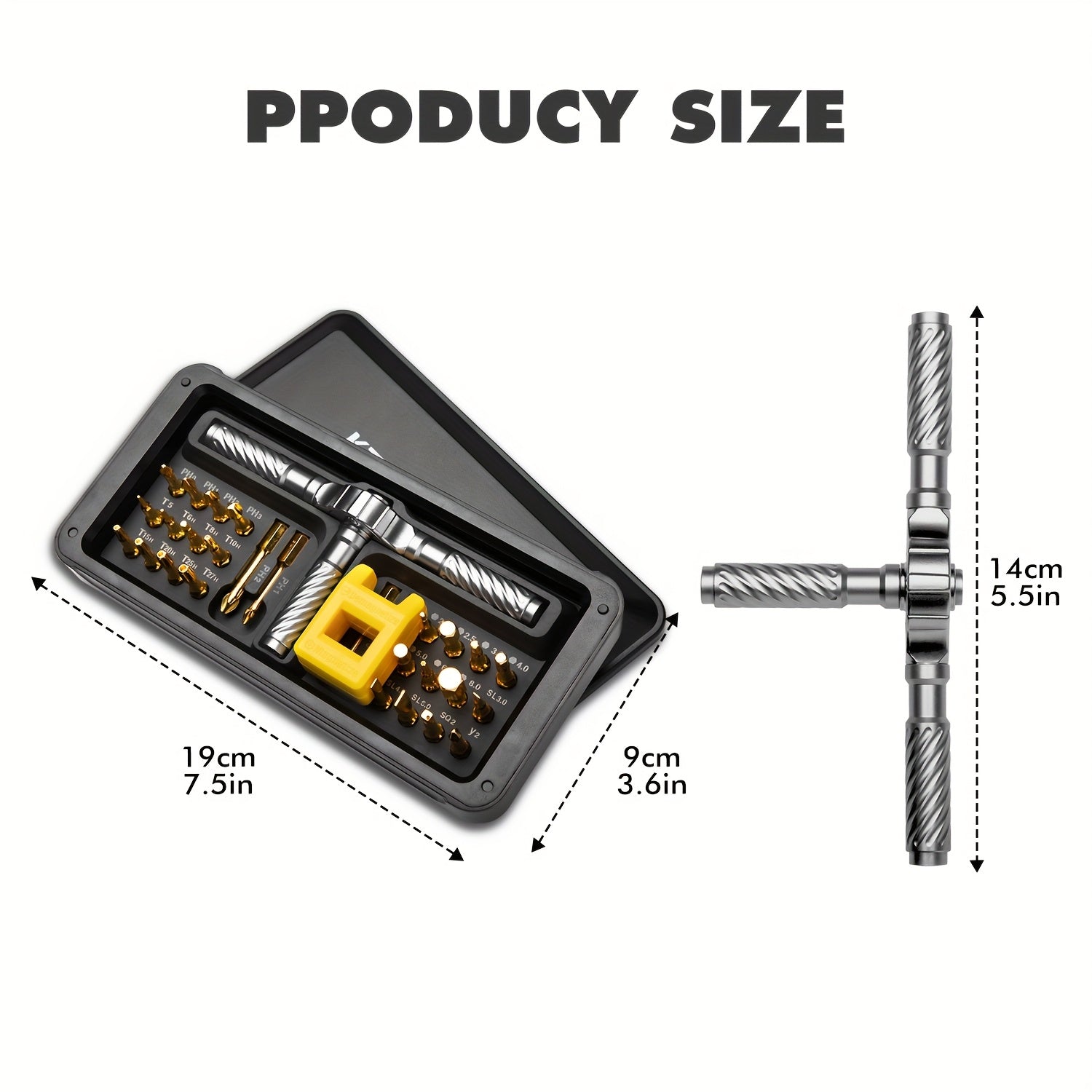 VMAN 25-in-1 Magnetic Ratchet Screwdriver Set, Chrome Vanadium Steel, Forward/Reverse Handle, Internal Hex Bits for Furniture, Car, Computer, Bicycle, DIY - Includes Carrying Case, Tool Kit | Compact Design | Durable Construction, Screwdriver Set