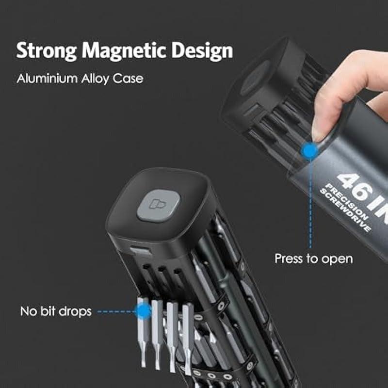AMIR 46-in-1 Precision Screwdriver Set Magnetic Small Screwdriver Set with Case Mini Repair Tool Kit for Phone Computer Watch Macbook Eyeglasses Switch RC Watch DIY