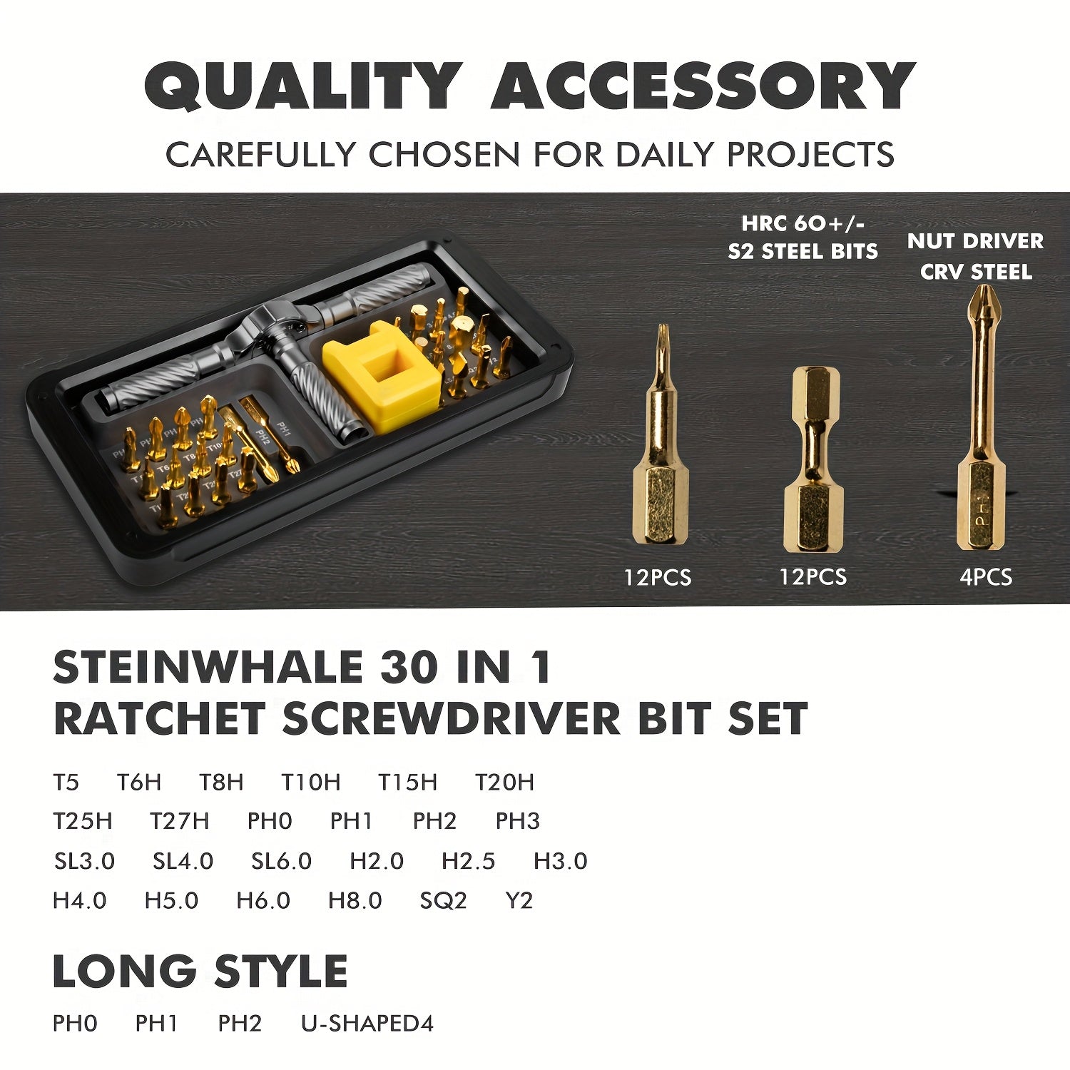 VMAN 25-in-1 Magnetic Ratchet Screwdriver Set, Chrome Vanadium Steel, Forward/Reverse Handle, Internal Hex Bits for Furniture, Car, Computer, Bicycle, DIY - Includes Carrying Case, Tool Kit | Compact Design | Durable Construction, Screwdriver Set