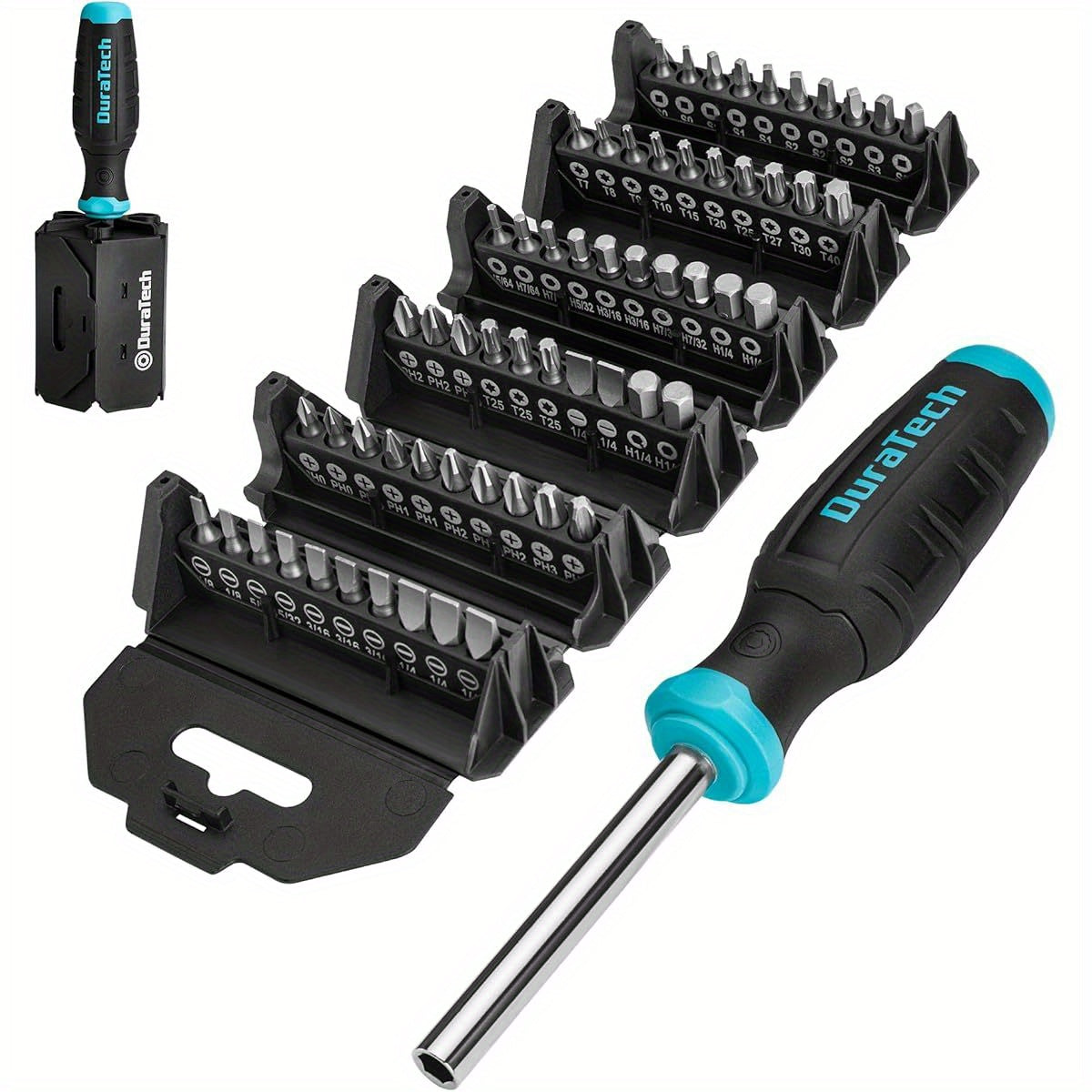 60-Bit Multi-Function Screwdriver Set with Replaceable CR-V Bits (Flat, Phillips, Torx, Hex, Square) - Heavy-Duty Metal Construction, Ergonomic Rolling Barrel Bits Holder, Compact & Portable All-in-One Tool Kit for DIY, Home Repair, Electronics,