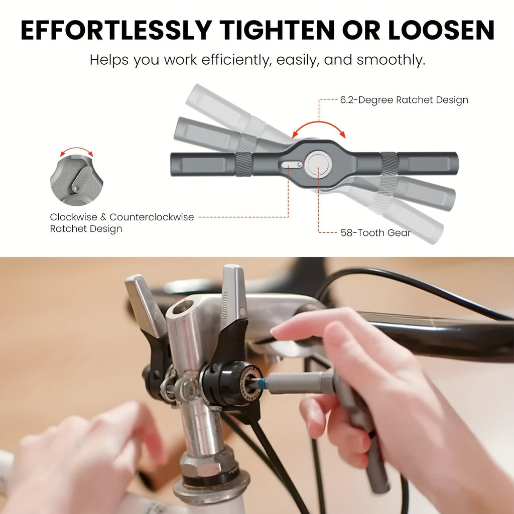 24-in-1 Magnetic Screwdriver Set, Multifunctional Hand Tool Kit with Detachable T-Handle Ratchet, Iron Material, Uncharged Manual Operation, DIY Home Maintenance Tool Box