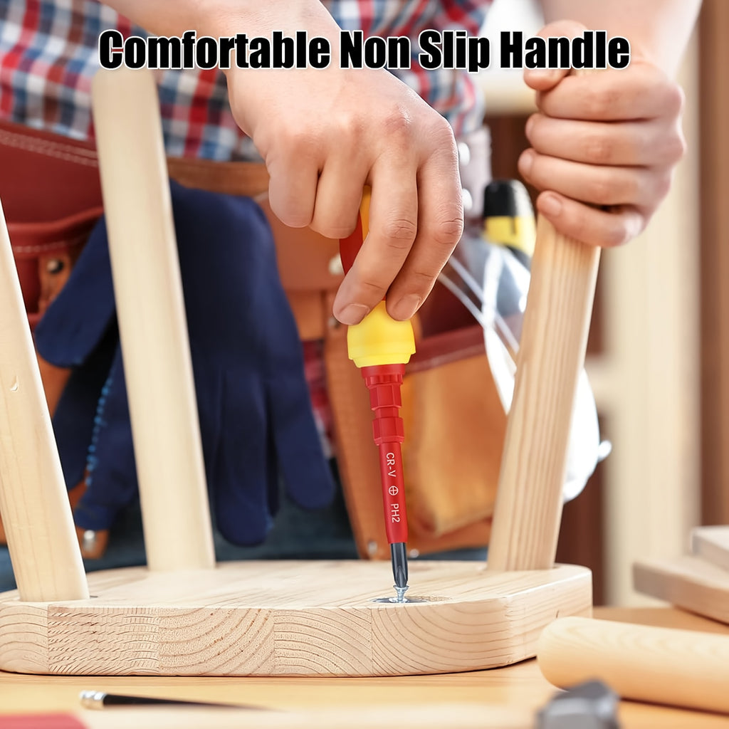 [8-in-1 magnetic screwdriver set] Double headed multi size manual tool set, 8pcs set of professional maintenance tools, anti slip handle+portable box, suitable for repairing tables, chairs, and various furniture