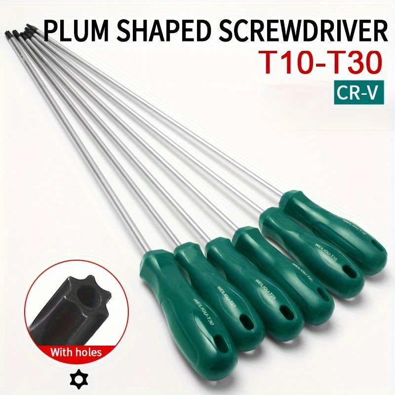 [Magnetic Hex Socket Screwdrivers] 6+1pc WEILIGU Magnetic Hex Socket Screwdrivers Set - 300mm/12inch Length, Chrome Vanadium Steel Heads - for Home Renovation, Manual Tool, No Battery Required