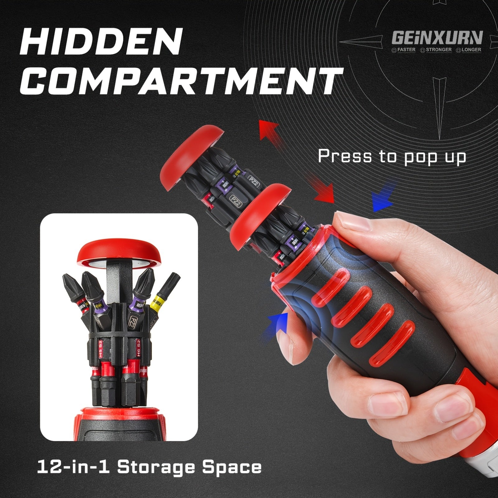 19pcs Ratchet Screwdriver Bit Set, 1pc Ratchet Screwdriver (All-In-One) 1pc Mini Wrench, 12pcs ULTRA TORQUE Bits (PH1*1, PH2*2, PH3*1, SQ1*1, SQ2*1, SQ3*1, T20*2, T25*2, SL#8*1, ) 5pcs 65Mm Nut Drive