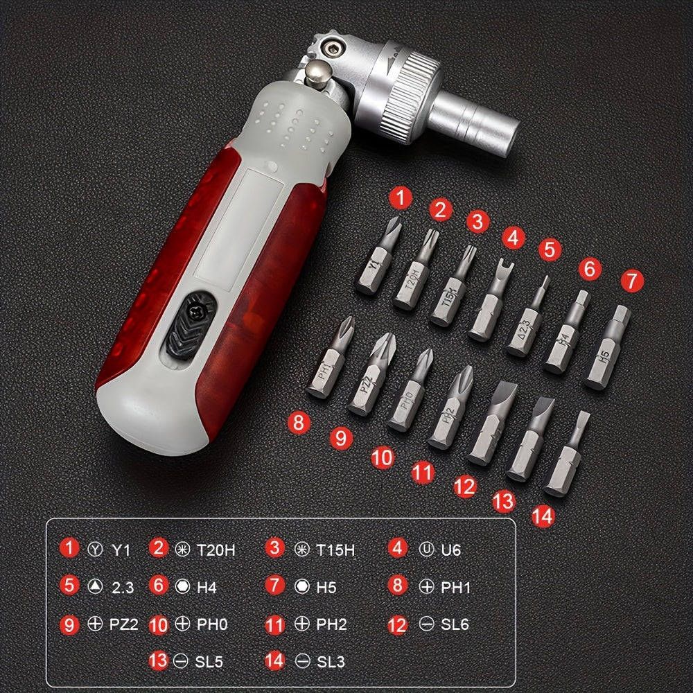 Mr Tools 15in 1 Portable Precision Ratchet Screwdriver Set with Magnetic Bit, Multifunctional Repair Tool Combination Tool, Birthday Gifts Christmas Gifts