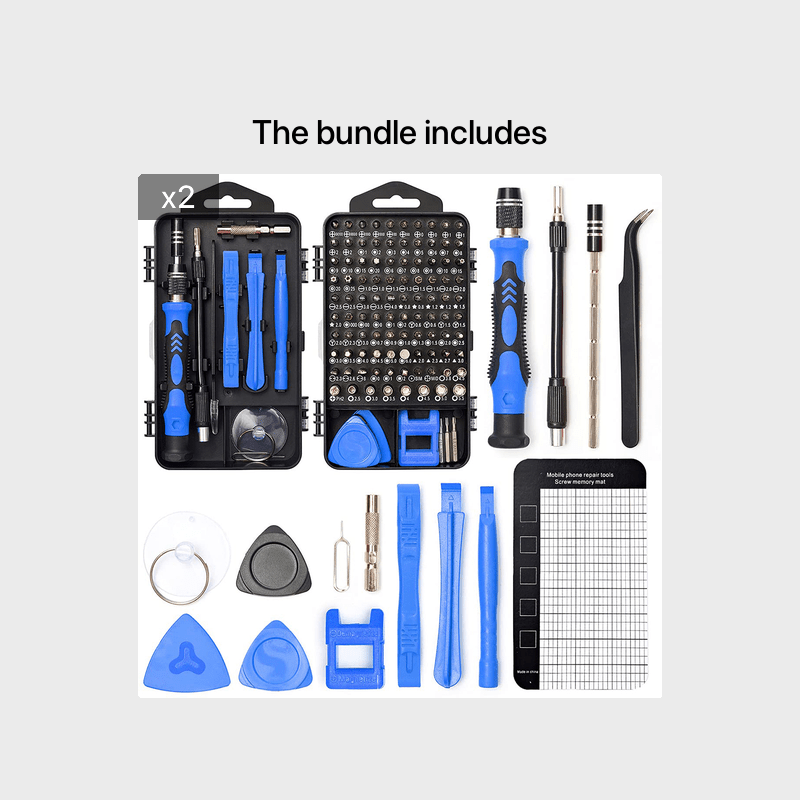 [122in1 VMAN Repair Kit] 122in 1 VMAN Electronics Repair Tool Kit, Precision Screwdriver Set | Carbon Steel, Non-Slip Handle, Flat/Phillips/Torx Heads, Polished Finish, Red & Blue, Professional Repair Equipment | Organized Tool Case, Durable Tool Set for