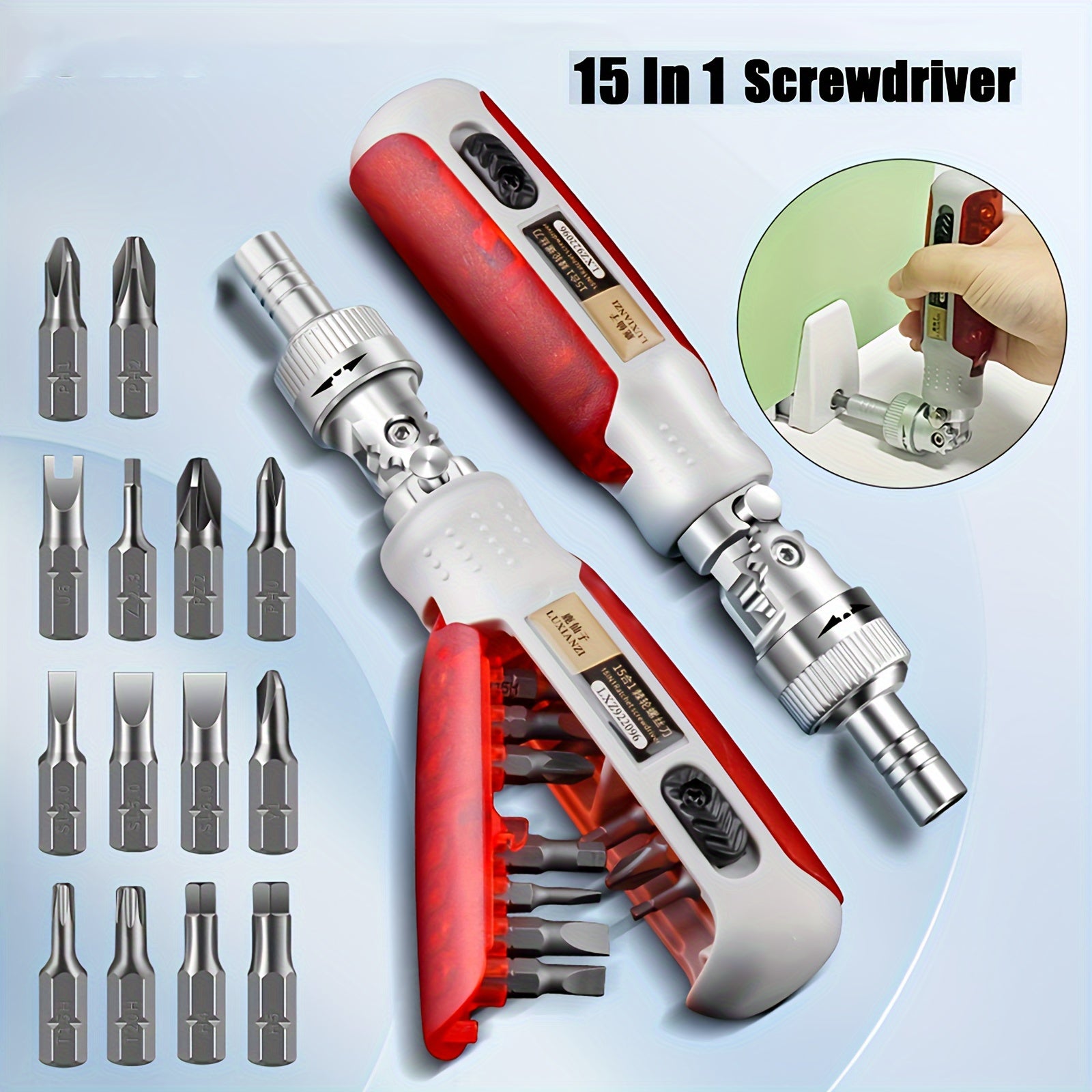 Mr Tools 15in 1 Portable Precision Ratchet Screwdriver Set with Magnetic Bit, Multifunctional Repair Tool Combination Tool, Birthday Gifts Christmas Gifts