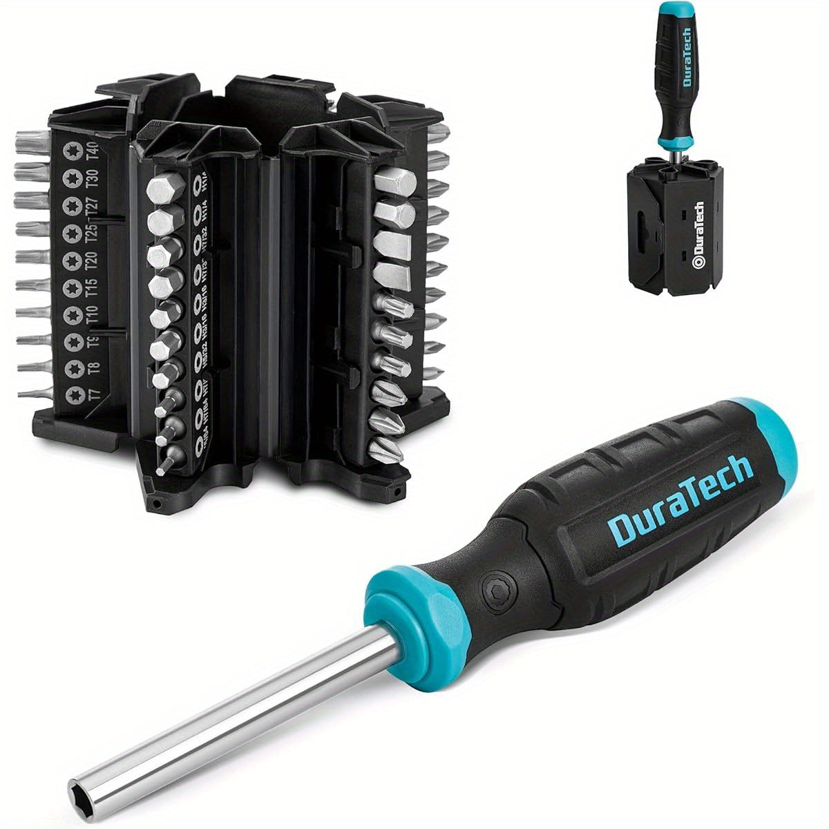60-Bit Multi-Function Screwdriver Set with Replaceable CR-V Bits (Flat, Phillips, Torx, Hex, Square) - Heavy-Duty Metal Construction, Ergonomic Rolling Barrel Bits Holder, Compact & Portable All-in-One Tool Kit for DIY, Home Repair, Electronics,