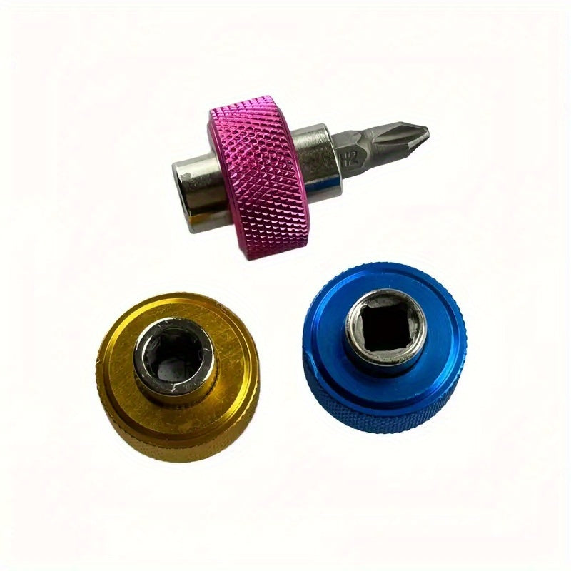 3pcs Mini Finger Screwdriver Set with Reversible Ratchet Wrench & Short Handle - 1/4" Drive, Compact & Lightweight for Tight Spaces, Multi-Surface Use (Plastic/Glass/Metal) - Ideal for DIY, Electronics, Automotive Repair - Durable Aluminum Construction,