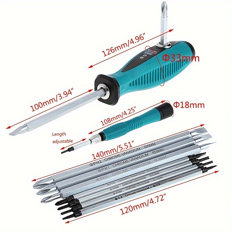 [Magnetic Screwdriver] 10pcs Multi Function Magnetic Screwdriver Set | S Slit Set Repair Multi Hand Tool