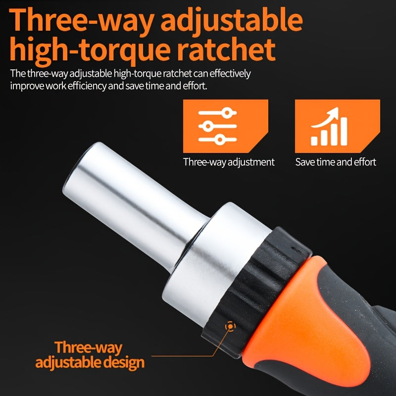 Ratchet Screwdriver Set, 42-in-1 with Magnetic Two Handles, Convertible Chuck for Electronics, Bicycles and Furniture Repair - Includes Flat Head, Hexagon, Phillips Bits, High-end Boxed