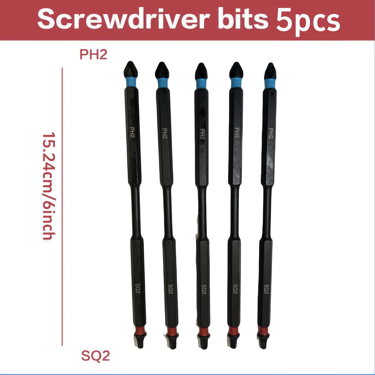 [5pcs Magnetic Screwdriver] 5pcs 6-inch High Torque Magnetic Screwdriver Set, S2 Alloy Steel, Double Head Design, PH2 and SQ2, Industrial Grade, No Battery Required