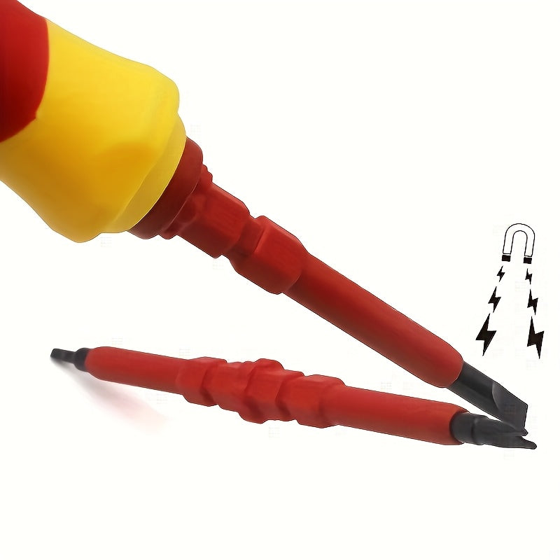 [8-in-1 magnetic screwdriver set] Double headed multi size manual tool set, 8pcs set of professional maintenance tools, anti slip handle+portable box, suitable for repairing tables, chairs, and various furniture