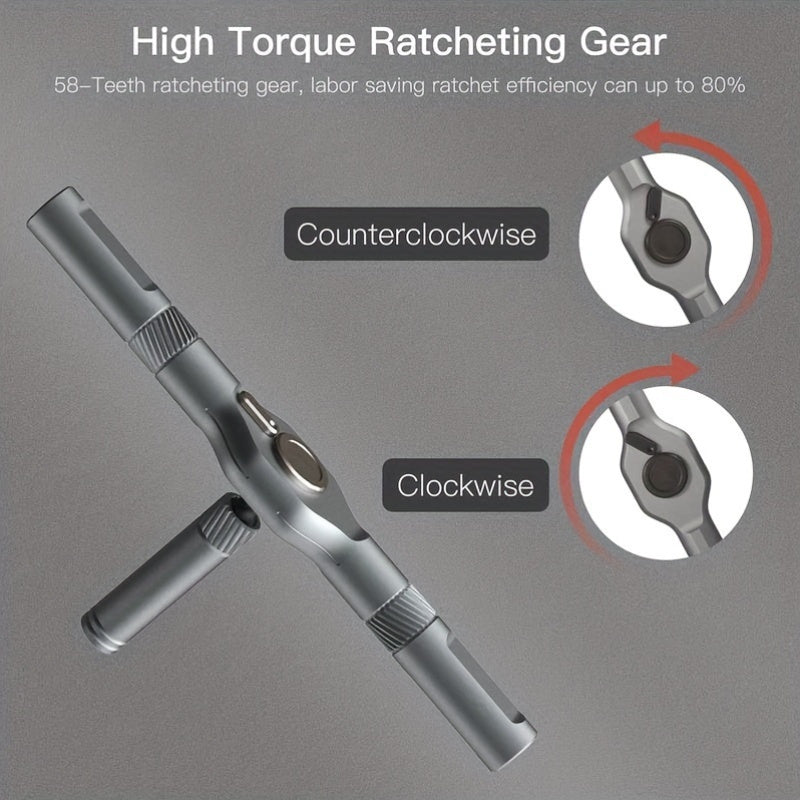 24-in-1 Magnetic Screwdriver Set, Multifunctional Hand Tool Kit with Detachable T-Handle Ratchet, Iron Material, Uncharged Manual Operation, DIY Home Maintenance Tool Box