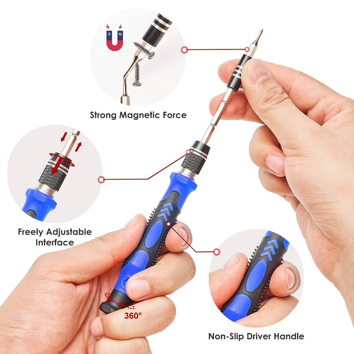 [122in1 VMAN Repair Kit] 122in 1 VMAN Electronics Repair Tool Kit, Precision Screwdriver Set | Carbon Steel, Non-Slip Handle, Flat/Phillips/Torx Heads, Polished Finish, Red & Blue, Professional Repair Equipment | Organized Tool Case, Durable Tool Set for