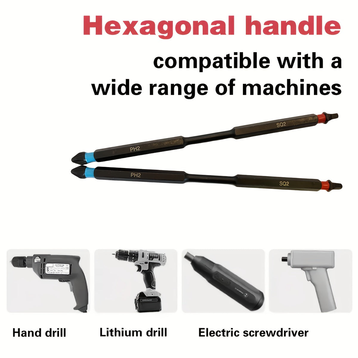 [5pcs Magnetic Screwdriver] 5pcs 6-inch High Torque Magnetic Screwdriver Set, S2 Alloy Steel, Double Head Design, PH2 and SQ2, Industrial Grade, No Battery Required