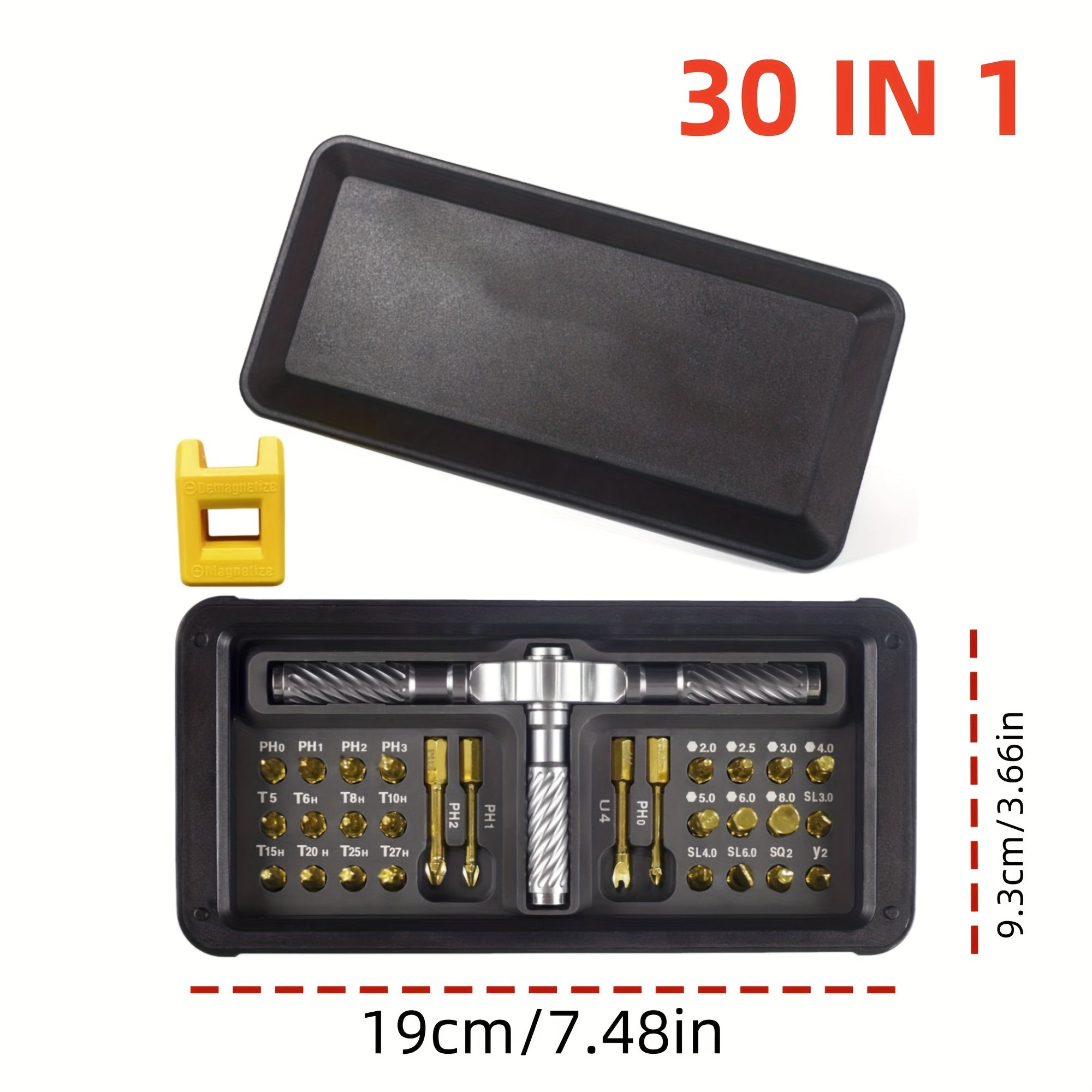 24-in-1 Magnetic Screwdriver Set, Multifunctional Hand Tool Kit with Detachable T-Handle Ratchet, Iron Material, Uncharged Manual Operation, DIY Home Maintenance Tool Box