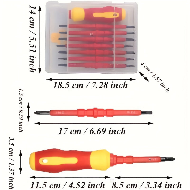 [8-in-1 magnetic screwdriver set] Double headed multi size manual tool set, 8pcs set of professional maintenance tools, anti slip handle+portable box, suitable for repairing tables, chairs, and various furniture