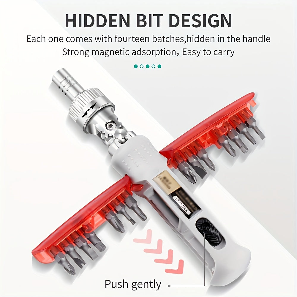 Mr Tools 15in 1 Portable Precision Ratchet Screwdriver Set with Magnetic Bit, Multifunctional Repair Tool Combination Tool, Birthday Gifts Christmas Gifts