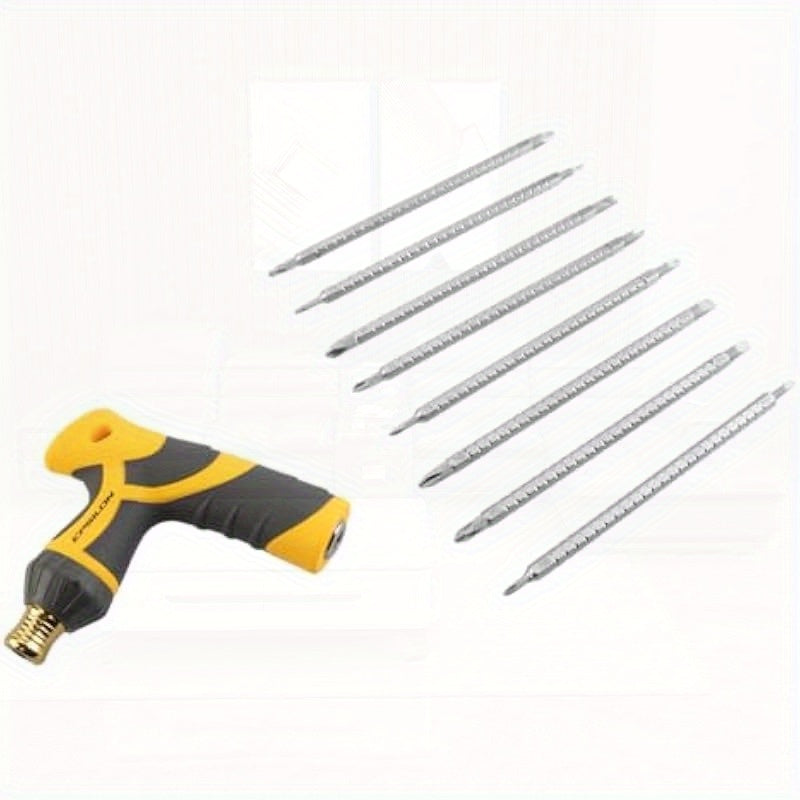 9-In-1 T-Type Dual Purpose Industrial Grade Ratcheting Screwdriver Tool Set With High Torque Alloy Steel Ratchet Ergonomic PP+TPR Grip Handle 9 Bits Sizes